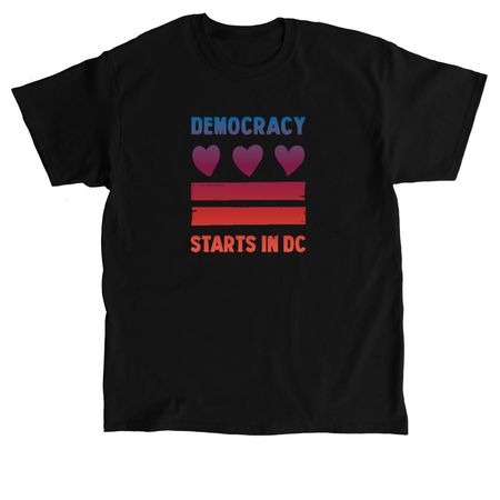 Democracy Starts in DC, a Black Classic Unisex Tee