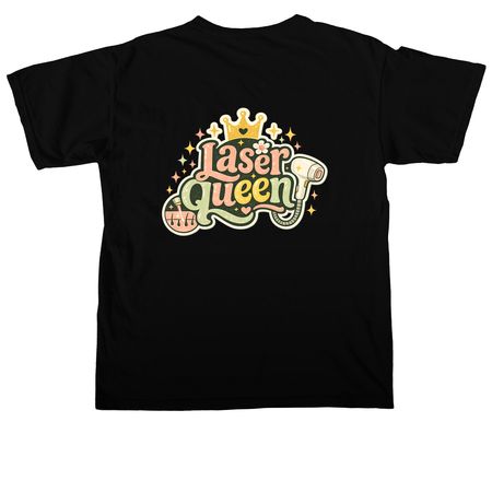 laser queen, a Black Comfort Colors Unisex Tee (back-view)