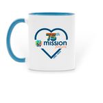 Love Mission, a Light Blue Two-Tone Ceramic Mug (back-view)