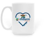 Love Mission, a White Large Coffee Mug (back-view)