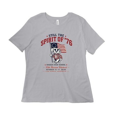 Badger Class of '76 Reunion Apparel, a Solid Athletic Grey Women?s Relaxed Cotton Tee