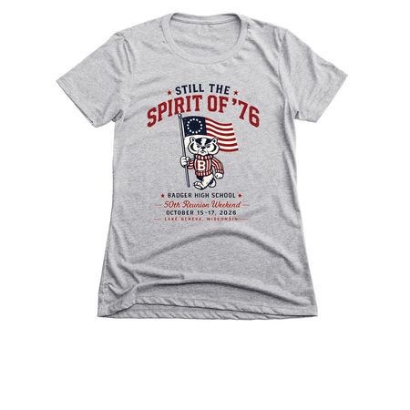 Badger Class of '76 Reunion Apparel, a Dark Heather Grey Women's Slim Fit Tee