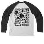 Kelley's Fearless Era Gear, a Space Black/ Bright White Allmade Eco Triblend Colorblock Raglan Long Sleeve Tee (back-view)