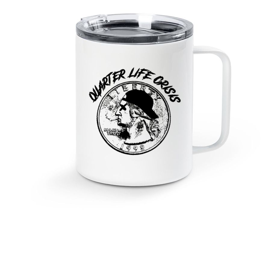 QLC Travel Mug, a White Stainless Steel Travel Mug