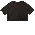 Real Basketball Moms, a Black Women?s Cropped Cotton Tee (back-view)
