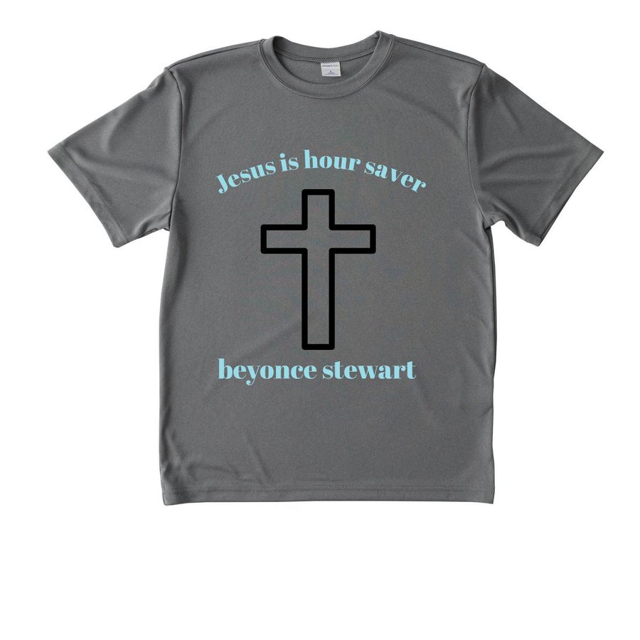 Jesus is hour saver, a Grey Concrete Heather Youth Performance Tee