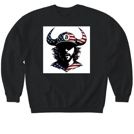 American Bitcoin Bull, a Black Softstyle Crewneck Sweatshirt