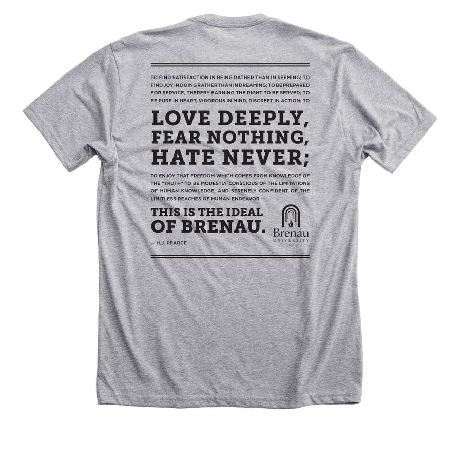 Brenau Ideal- black text, a Athletic Heather Premium Unisex Tee (back-view)