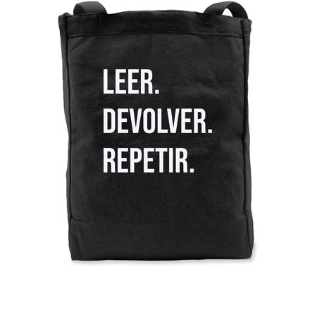 Leer. Devolver. Repetir., a Black Recycled Cotton Tote Bag