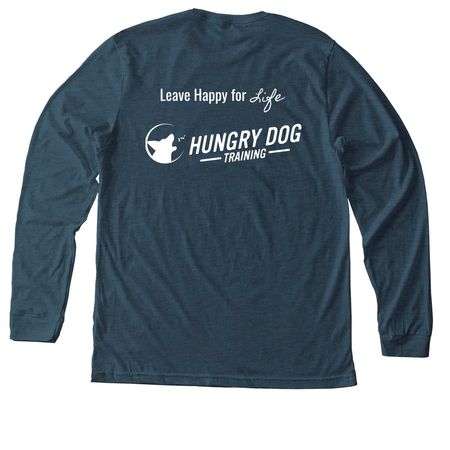 Hungry For Training, a Heather Slate Premium Long Sleeve Tee (back-view)