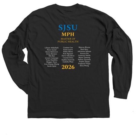 2026 SJSU Public Health Online Cohort, a Black Classic Long Sleeve Tee (back-view)