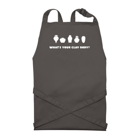 What's your clay body? apron, a Dark Grey Recycled Bib Apron
