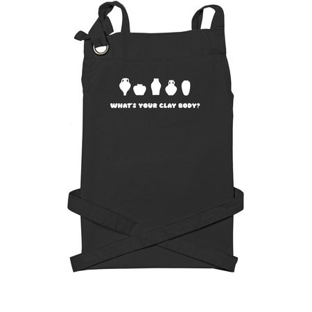 What's your clay body? apron, a Black Cotton Canvas Pocket Apron