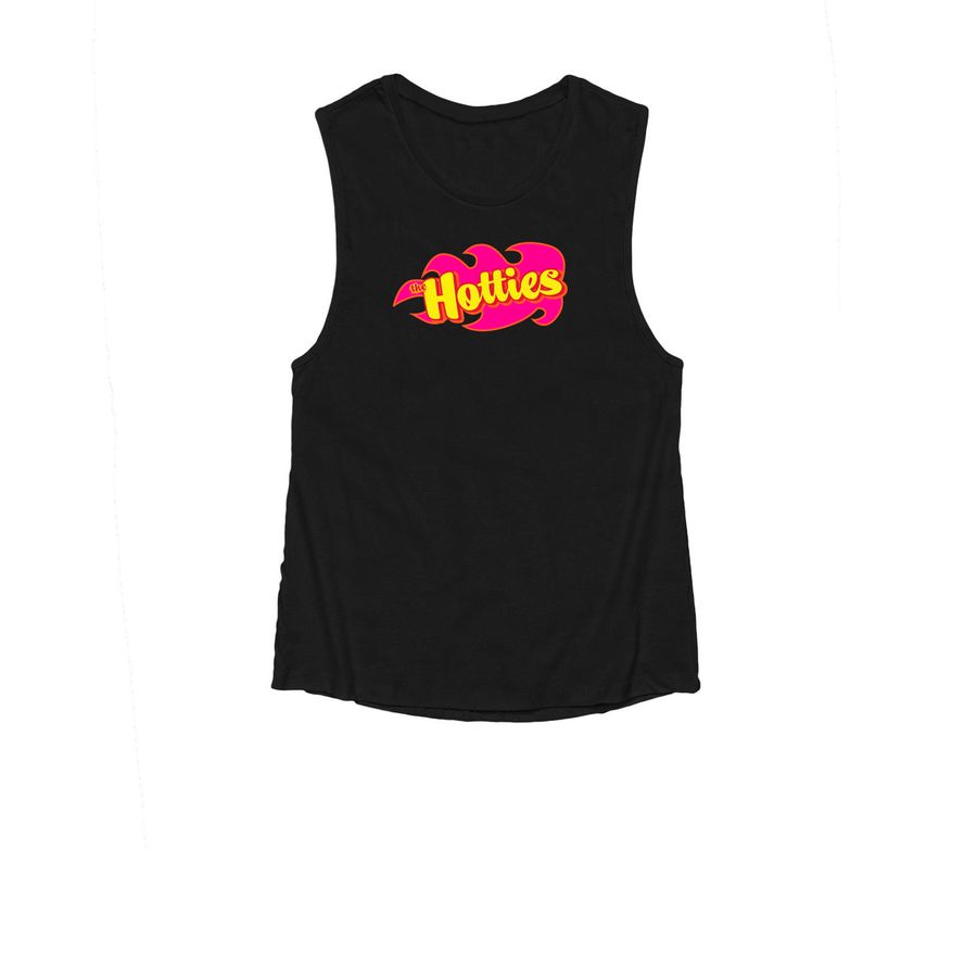 PINK Hottie Flames, a Black Women's Muscle Tank