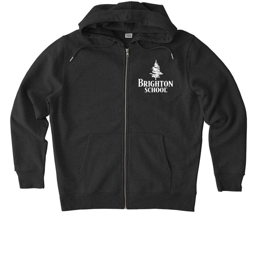 Brighton Logo Zip-Ups (Neutral), a Dark Heather Grey Stanley/Stella Unisex Cultivator 2.0 Zip Up Pullover Hoodie