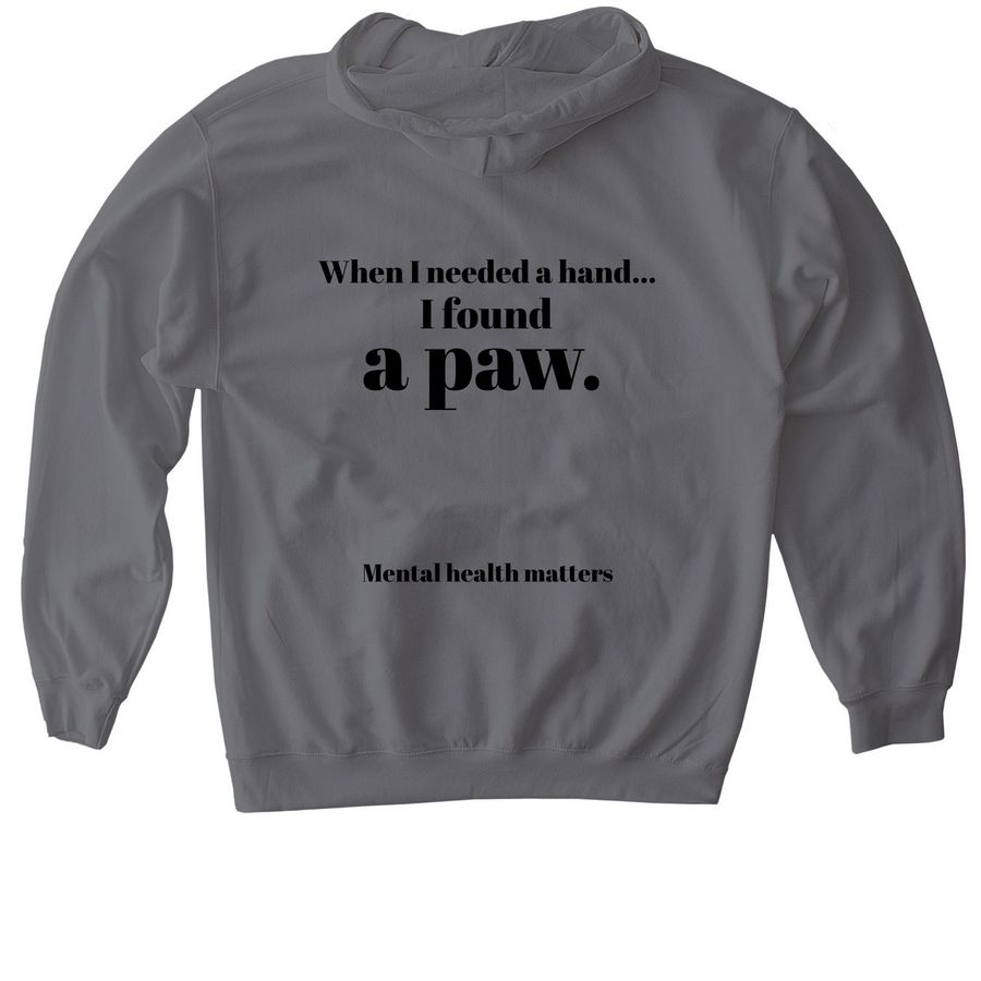 When I needed a hand, I found a paw., a Charcoal Gildan Softstyle Pullover Hoodie (back-view)