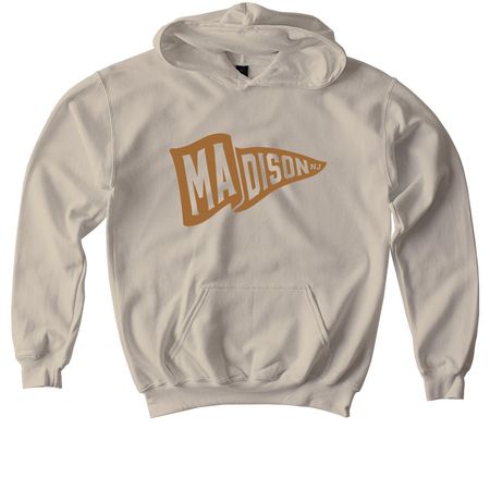 MEF Madison Flag Merch, a Sand Softstyle Youth Pullover Hoodie