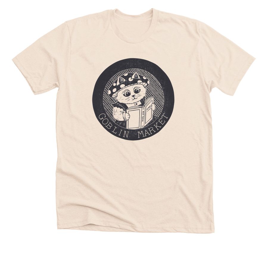 Goblin Market Logo - Kinoko the Cat, a Heather Soft Cream Premium Unisex Tee