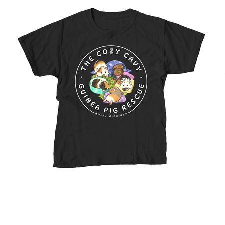The Cozy Cavy Logo Merch, a Black Youth Unisex Tee