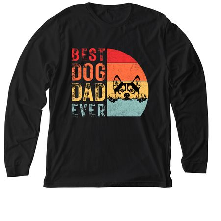 RETRO Best Dog Dad Ever / Husky, a Solid Black Blend Premium Long Sleeve Tee