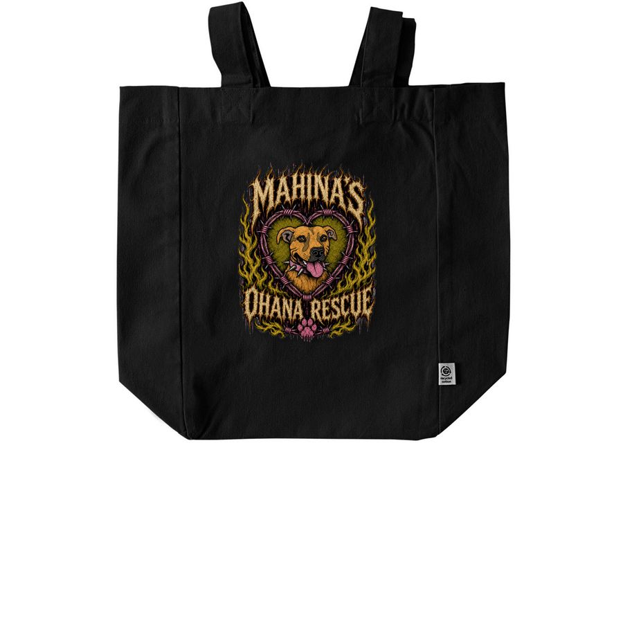 ?Mahina?s Ohana Rescue? hardcore tote bags, a Black Recycled Cotton Tote Bag