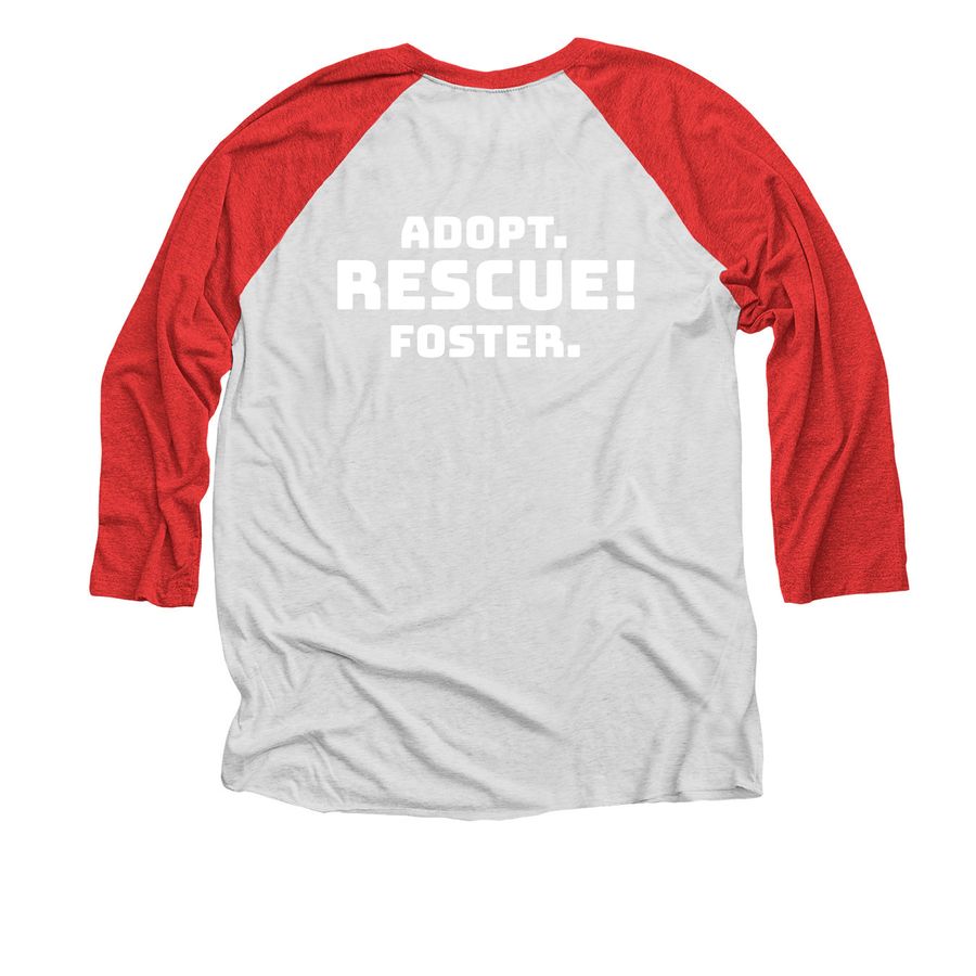 Manifest fall, y'all! ?, a Red and Heather White 3/4 Sleeve Baseball Tee (back-view)