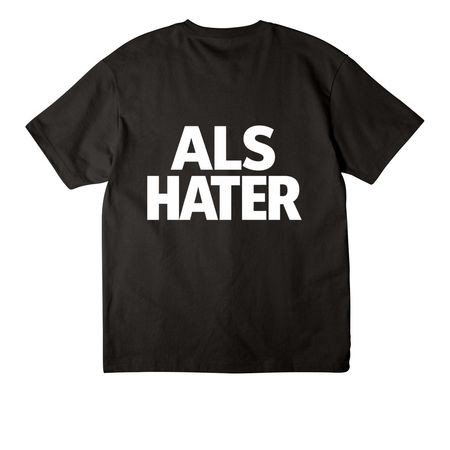 "ALS HATER" Earth Tone Tee, a Black Unisex Heavyweight Tee (back-view)