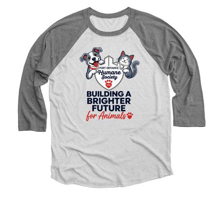 Building a Brighter Future for the Animals, a Premium Heather and Heather White 3/4 Sleeve Baseball Tee
