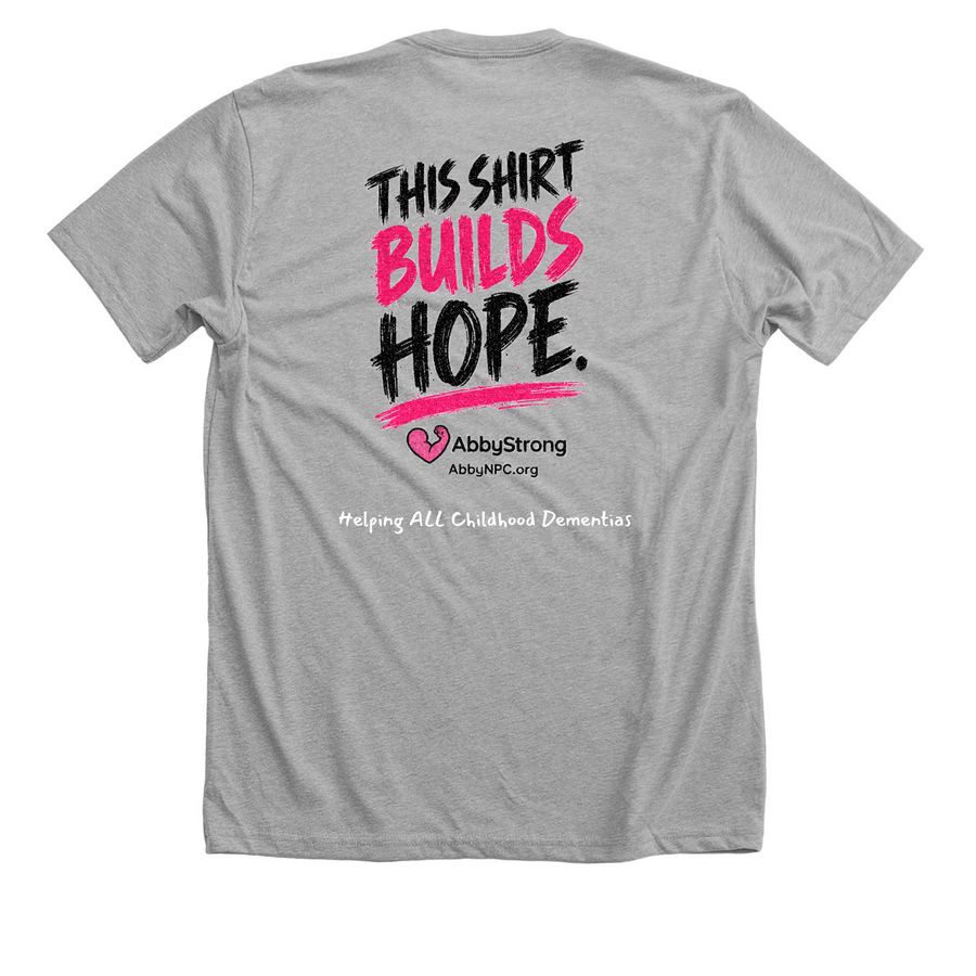 Childhood Dementia Sucks. Help build hope!, a Athletic Heather Premium Unisex Tee (back-view)