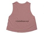 Power Fit ETX, a Heather Mauve Women's Cropped Racerback Tank (back-view)