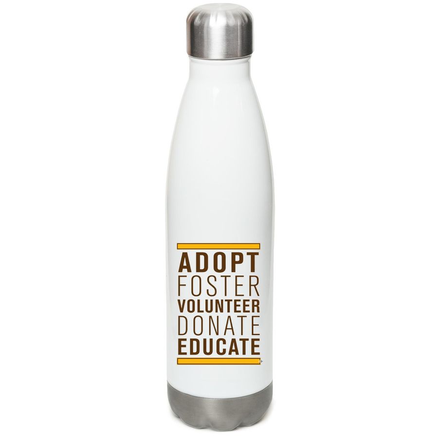 GMSP - Summer Logo Water Bottle, a White Stainless Steel Water Bottle (back-view)