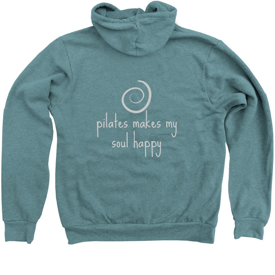 Pilates Make My Soul Happy, a Heather Deep Teal Zip Up Hoodie (back-view)