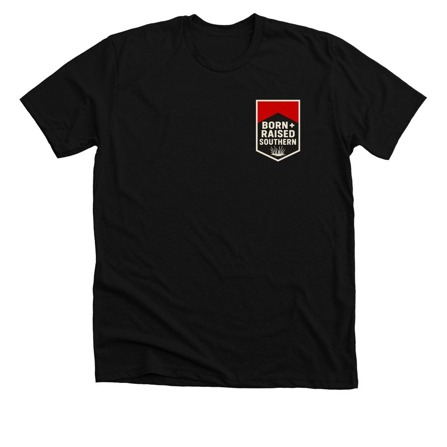 Born + Raised Southern, a Solid Black Blend Premium Unisex Tee