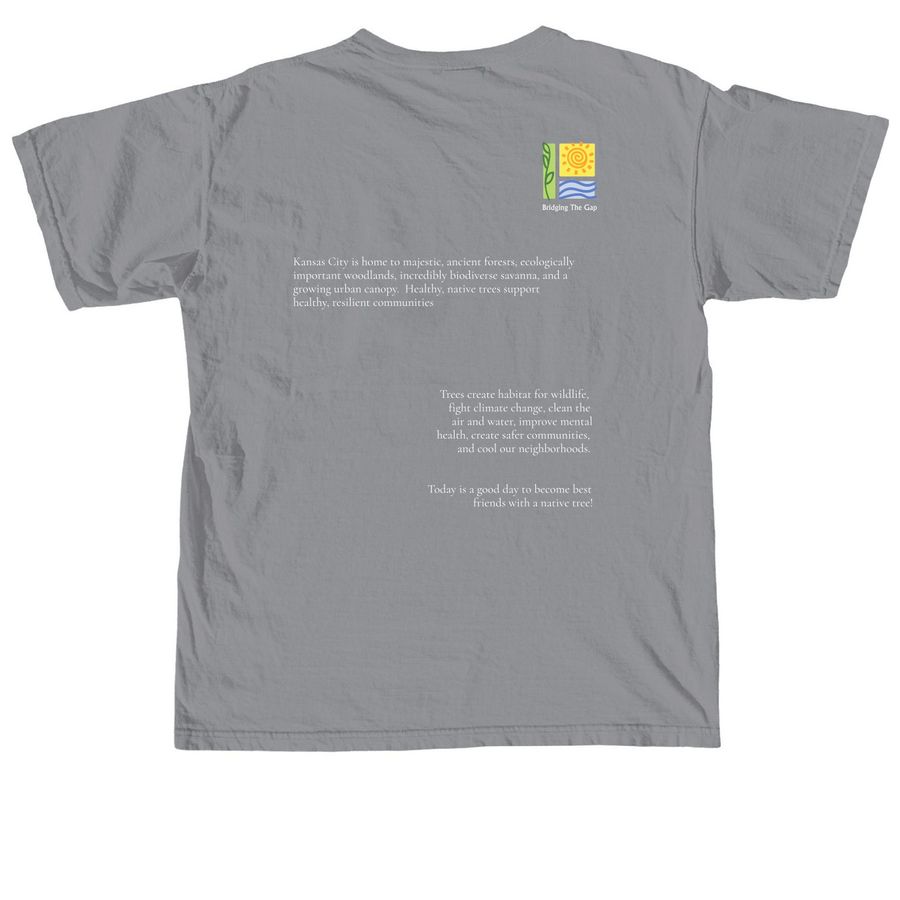 Local Native Trees T-shirt, a Granite Comfort Colors Unisex Tee (back-view)