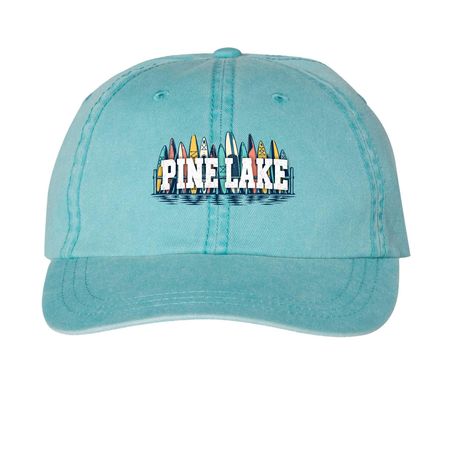 Pine Lake Paddle Club Hats, a Aqua Printed Pigment Dye Baseball Cap