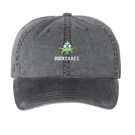 Oggi Baseball Cap, a Black Printed Pigment Dye Baseball Cap