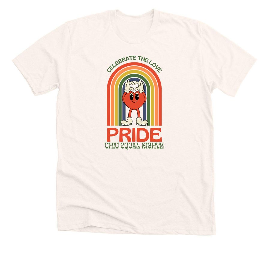 Celebrate the Love: Pride 2026, a Heather Natural Premium Unisex Tee