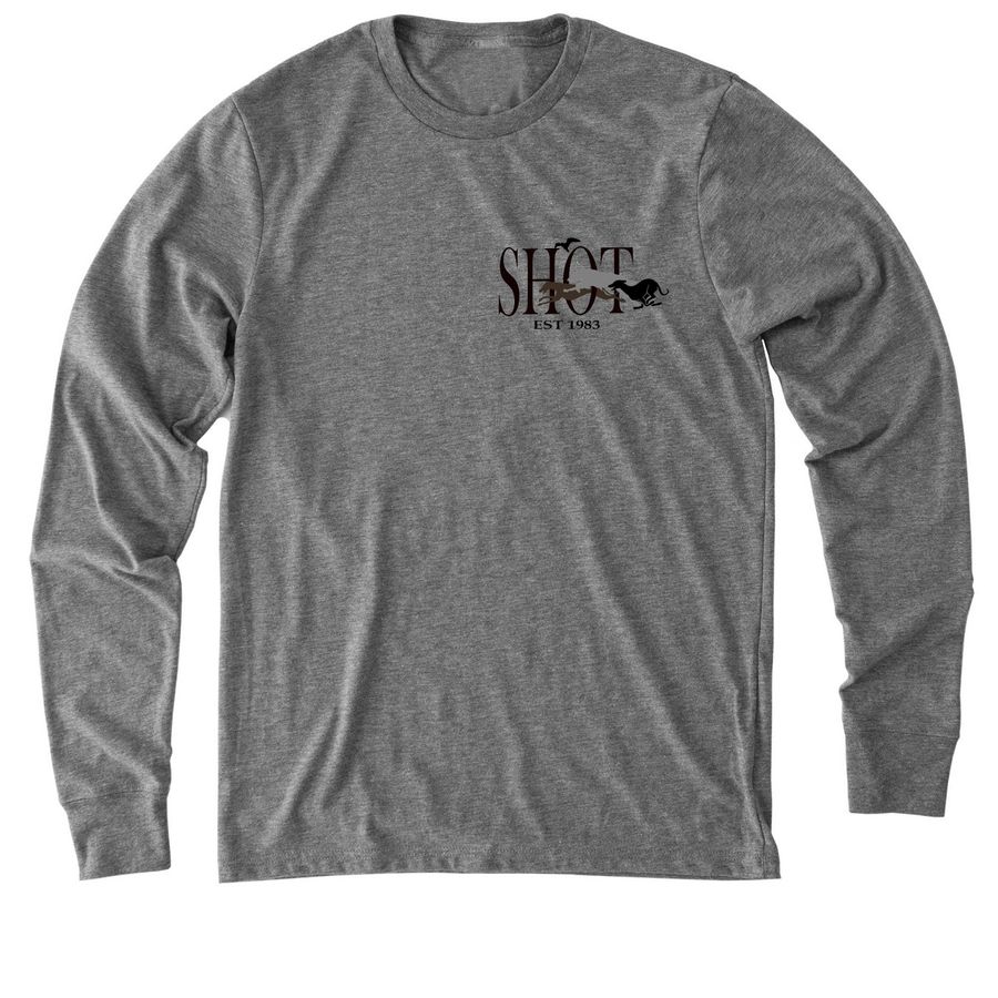SHOT Black and White Logo, a Aluminum Grey Allmade Eco Triblend Long Sleeve Tee