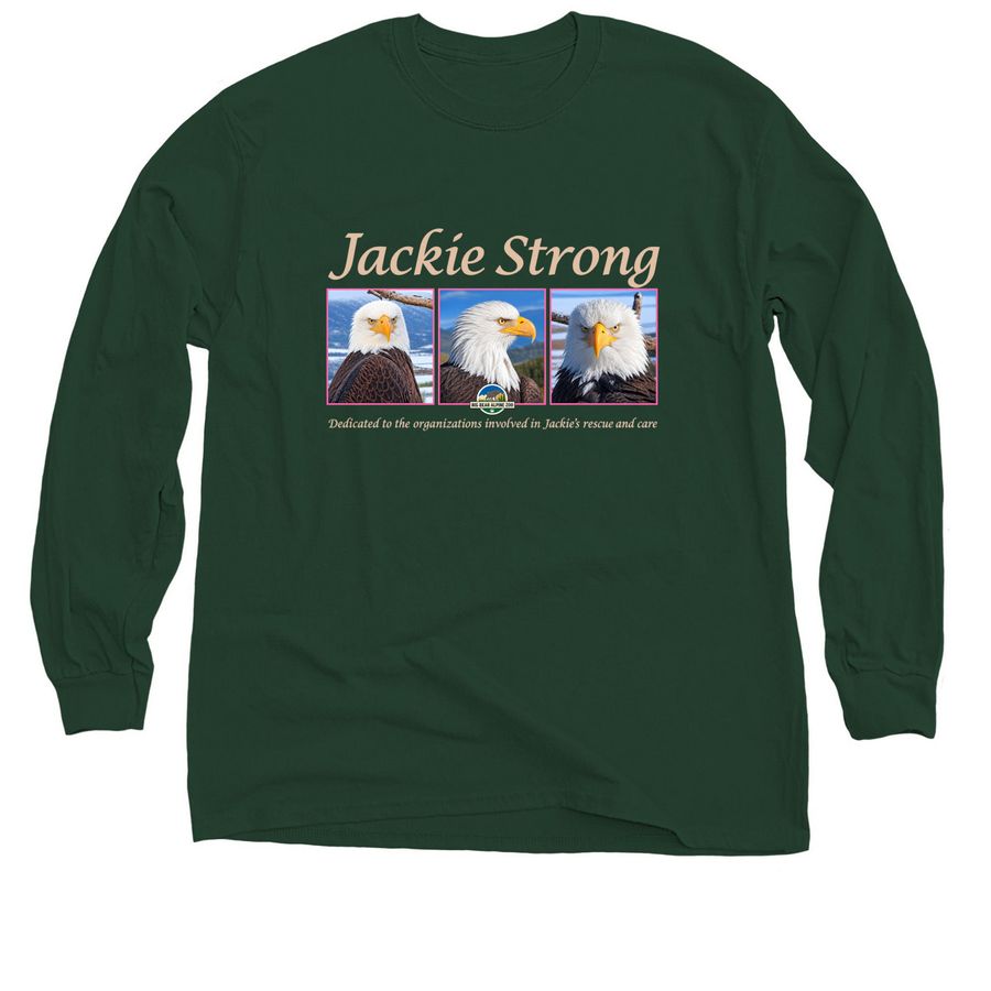 Jackie Strong Eagle T Shirt, a Forest Green Classic Long Sleeve Tee