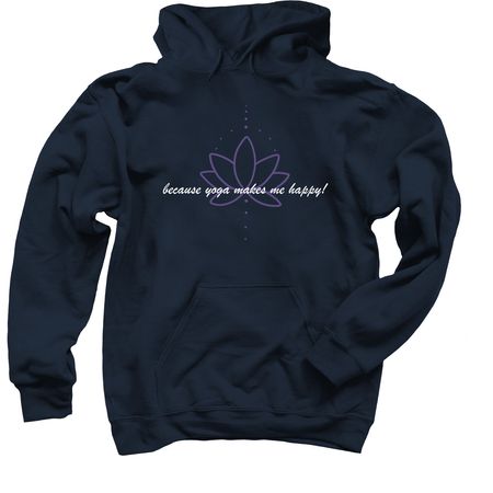 Happy Yogis, a Navy Pullover Hoodie