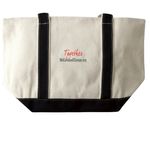 We Can Lead Change tote bags, a Natural/Black Large Two-Tone Canvas Tote Bag (back-view)