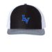 LV- Logo Baseball Hat&nbsp;, a Black/ White/ Heather Grey Printed Snapback Trucker Cap