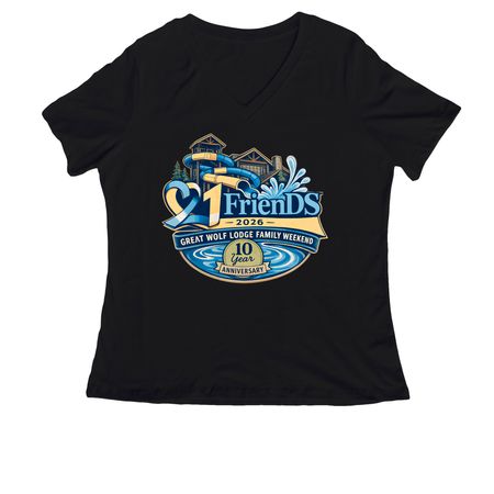 Great Wolf Lodge Family Weekend 2026 2.0, a Black Women's Relaxed V-Neck Tee