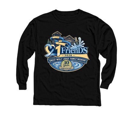 Great Wolf Lodge Family Weekend 2026 2.0, a Black Youth Long Sleeve Tee