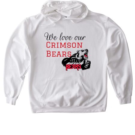 We Love Our Crimson Bears, a White Gildan Softstyle Pullover Hoodie