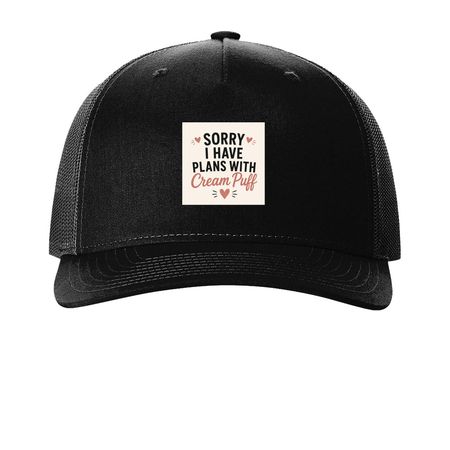 Plans w Puff&nbsp;, a Black Printed Five-Panel Trucker Cap