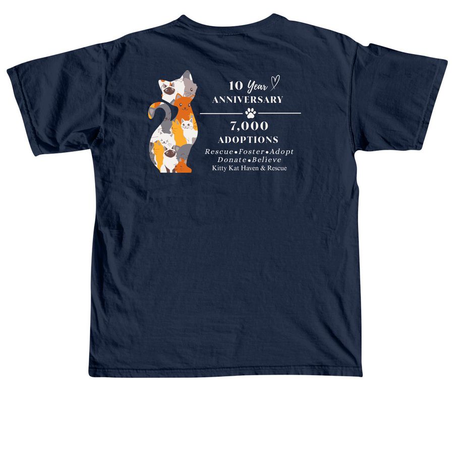 10 Year Anniversary Kitty Kat Haven & Rescue, a True Navy Comfort Colors Unisex Tee