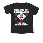 HERO PACKAGE KICKBALL CUP 26?, a Black Comfort Colors Youth Tee (back-view)