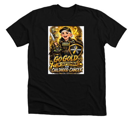 GO GOLD FOR CHILDHOOD CANCER, a Solid Black Blend Premium Unisex Tee