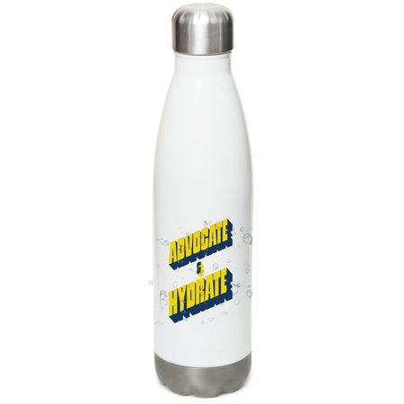 ADVOCATE & HYDRATE - Water bottle, a White Stainless Steel Water Bottle
